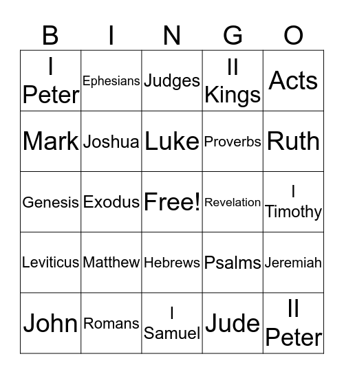 books of the bible Bingo Card