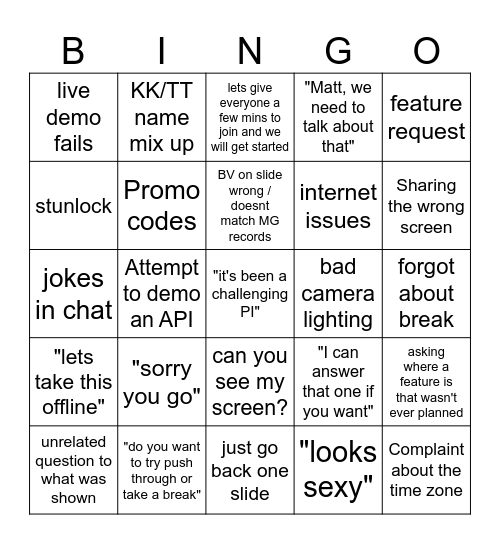 I&A Bingo Card
