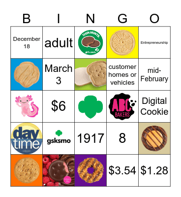 Girl Scout Cookie Trivia Bingo Card