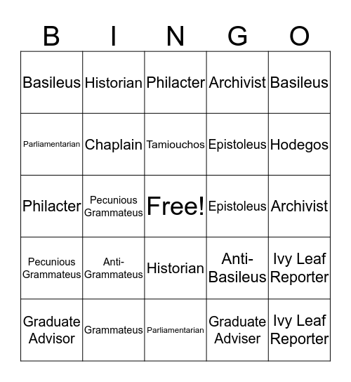 AKA Bingo PXO Bingo Card