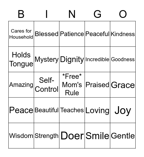 Phenomenal Woman Bingo Card