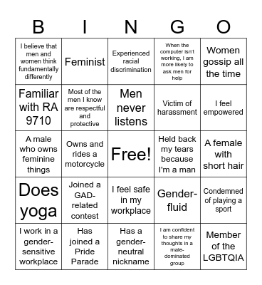 Oh My GAD Bingo Card