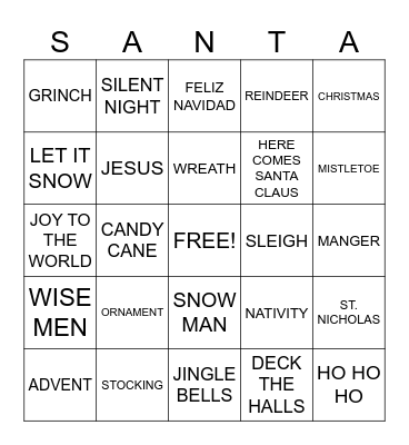 Christmas Bingo Card