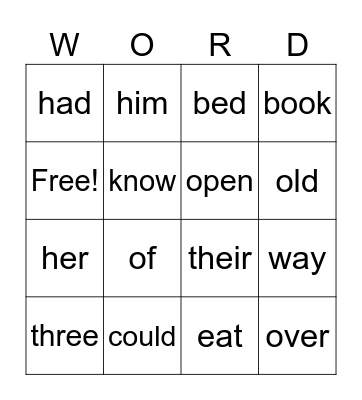 HFW First 6 Bingo Card