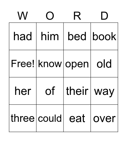 HFW First 6 Bingo Card