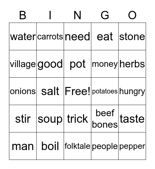 Stone Soup Bingo Card