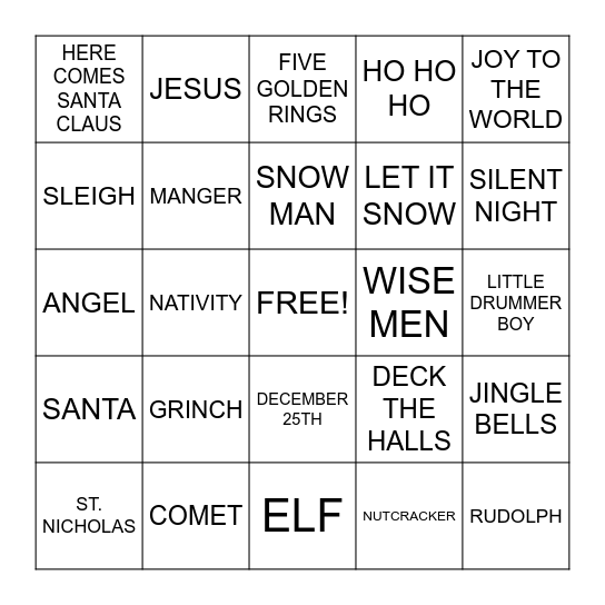 Christmas Bingo Card