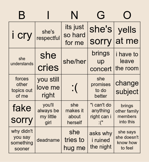 mother bingo Card