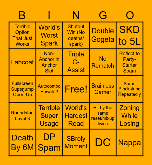 DBFZ Bingo Card