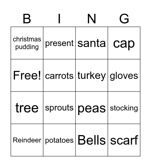 christmas bingo 2 A and B Bingo Card