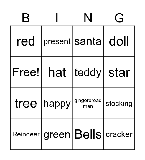 christmas bingo 1 A and B Bingo Card