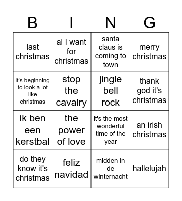 Kerst Bingo Card