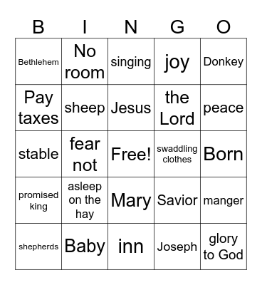 NATIVITY Bingo Card