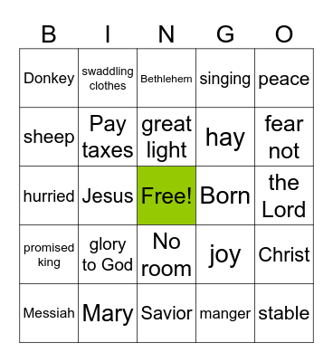 NATIVITY Bingo Card