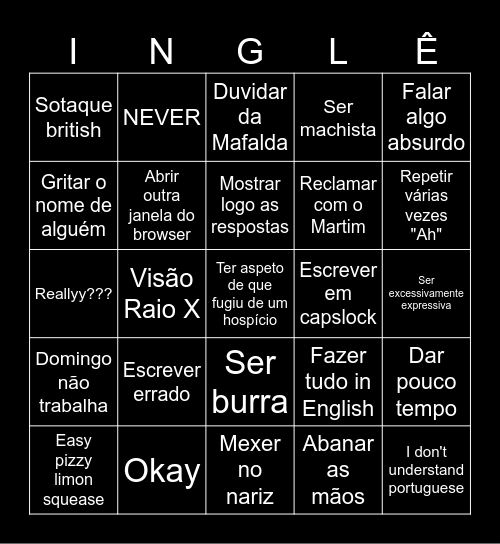 Inglo Bingo Card