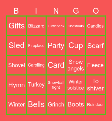 Christmas 0AOA Bingo Card