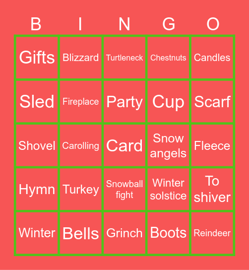 Christmas 0AOA Bingo Card