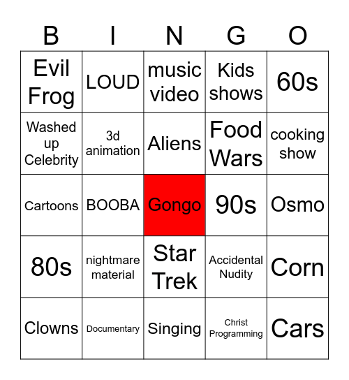 Gongo Bingo Card