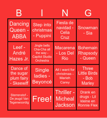 muziek bingo Card