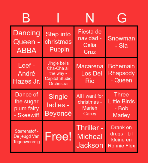 muziek bingo Card