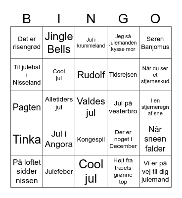 Børnejul Bingo Card