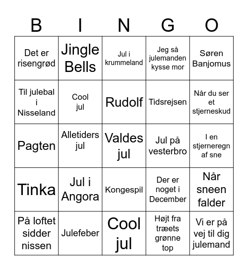 Børnejul Bingo Card