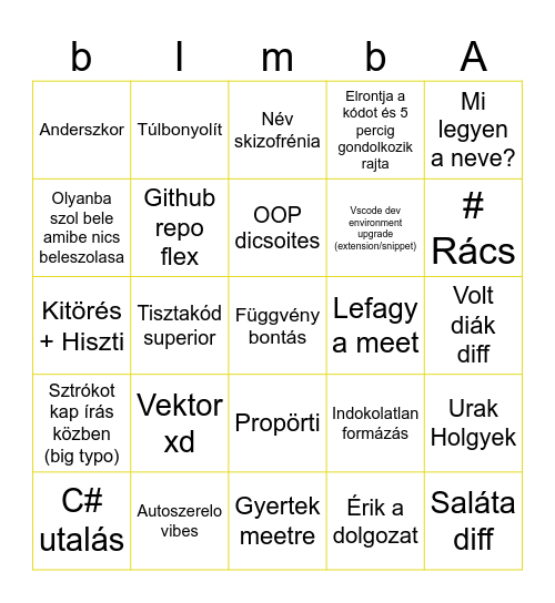 Nits bingo v3 Bingo Card