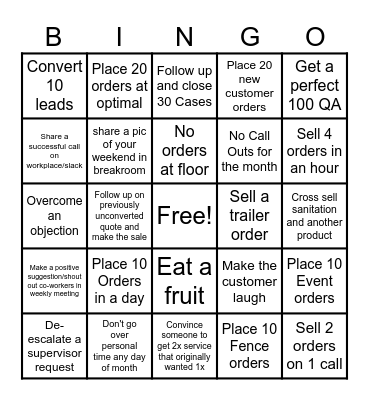 USS Sales Bingo Card