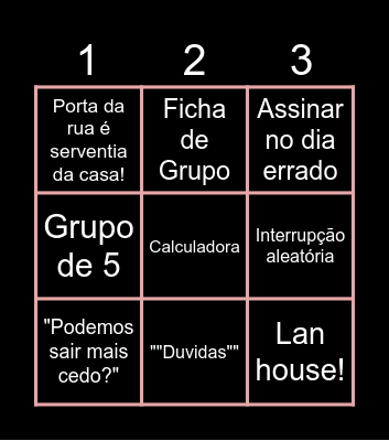 IPS 1º ano Matematica Bingo Card