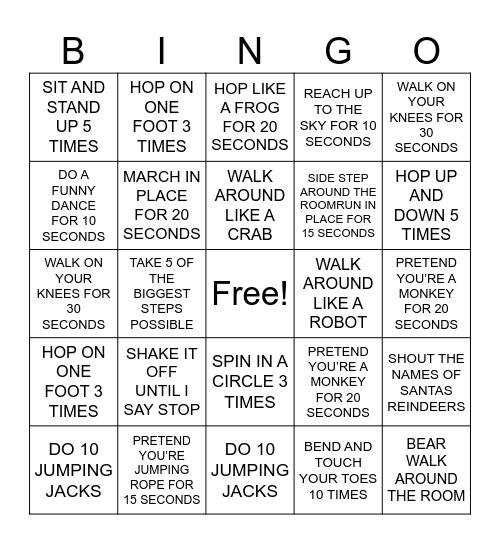 MOVEMENT BINGO Card