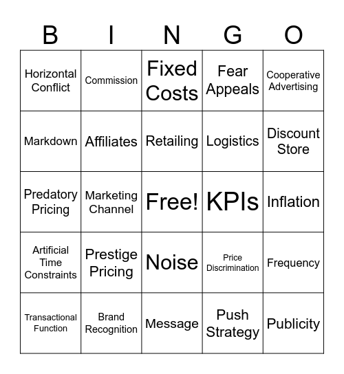 LRCC Marketing Final Exam Bingo! Bingo Card