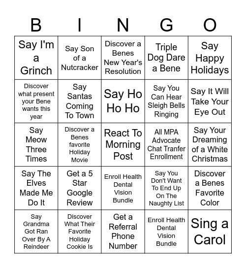 U65 BINGO! Bingo Card