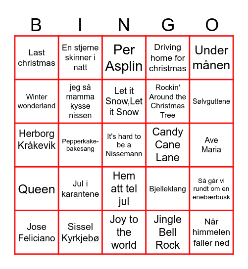 Julebingo Card