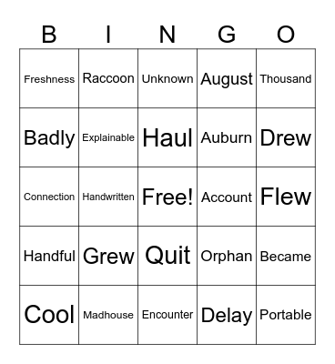 SRP Bingo Card