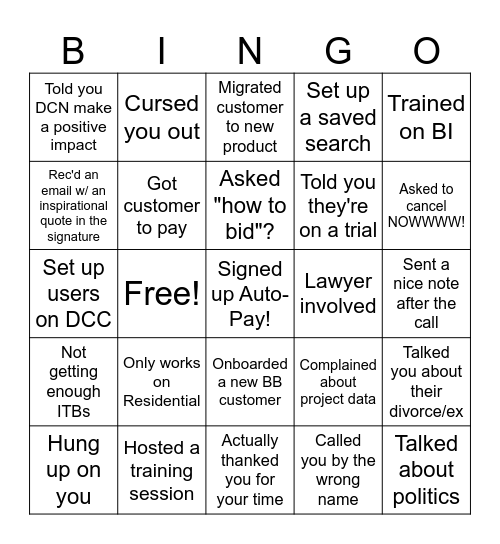 Customer Success Bingo! Bingo Card