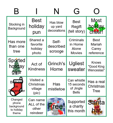 Virtual Holiday Party Bingo Card