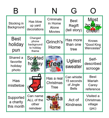 Virtual Holiday Party Bingo Card