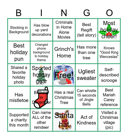 Virtual Holiday Party Bingo Card