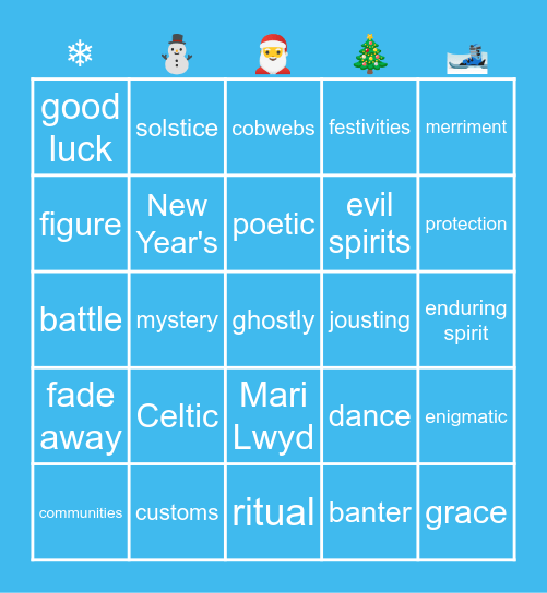 Mississauga Holiday Celebration 2023 Bingo Card