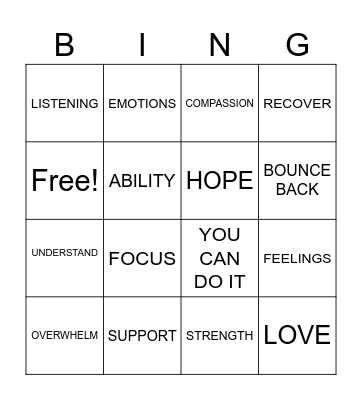 EMPATHY Bingo Card