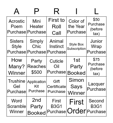 Party-Long Game Bingo Card