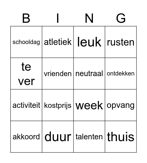 BOA bevraging Bingo Card