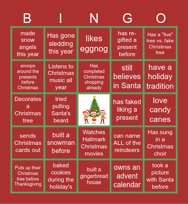 Virtual Holiday Bingo Card