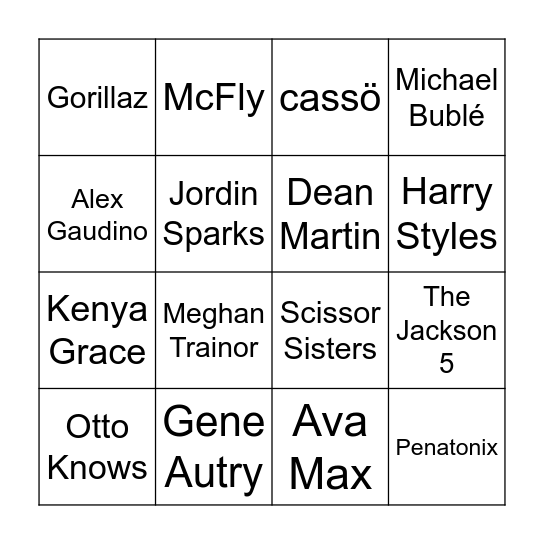 XMAS Artist 2023 - @QuestionOneQuiz Bingo Card