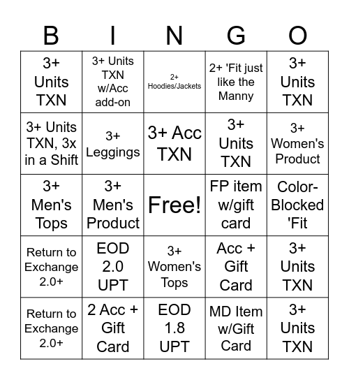 UPT Bingo 4.0 Bingo Card