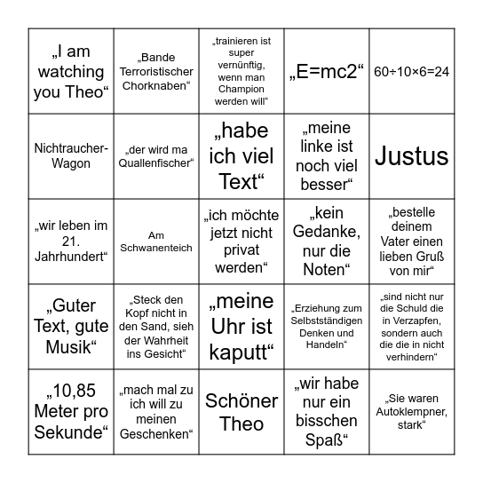 Das fliegende Klassenzimmer Kreuzkamp-Bingo Card