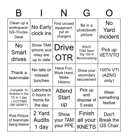 Peak 2023 TOM BINGO Card