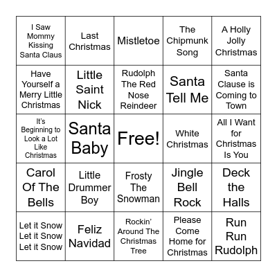 Christmas SINGO Bingo Card