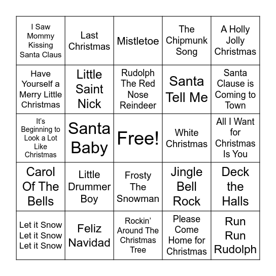 Christmas SINGO Bingo Card