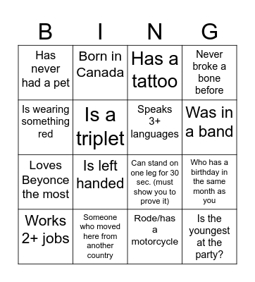Keisha's Christmas Party Bingo Card